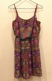 Boho Pink Patterned Short Summer Dress