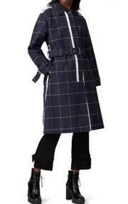 3.1 Phillip Lim Navy Windowpane Trench Coat Extra Small / Small