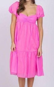 NWT Amanda Uprichard Toscana Midi Dress in Shocking Pink, XS