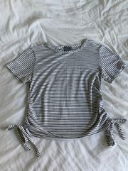 Striped Side-tie Cropped Tee