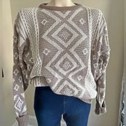 VINTAGE Jantzen boho zig zag nuetral woven slouchy oversized sweater