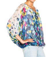 Diane Von Furstenberg Emelia 100% Silk Colorful Floating Flower Flowy Top Small