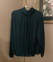 Emerald Green High Neck Blouse - NWOT