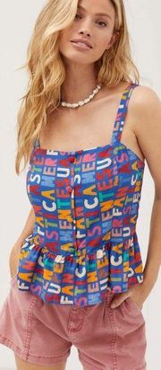 Farm Rio Fantastic Peplum Tank Letter Tank