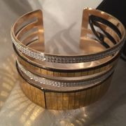 bebe Gold Cuff Bracelet pave crystals, mirror look
