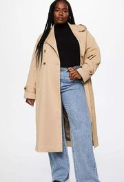 NWT MANGO Trench Angela Mid Length Trench Coat Light Tan Size XL