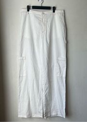 White Contrast Stitch Wide Leg Cargo Pants 10