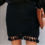 Nwt FATE La Casa Wrap Tassel Skirt Black Small