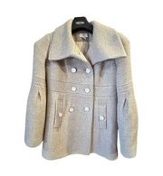 Ann Taylor Loft Wool Coat Cream Gold Metallic Double Breasted Lined 4 Petite