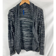 Falls Creek Marled Black White Knit Cardigan Sweater Size Large