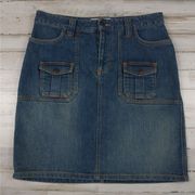 Y2K VTG short denim jean skirt with pockets stretch sz 4