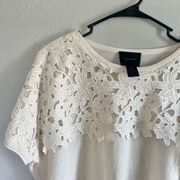 [Magaschoni] Off White Laser Cut Lace Floral Blouse- Size Small