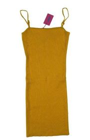 Edikted - Sleeveless Ribbed Bodycon Mini Dress in Mustard Yellow