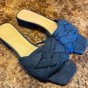 J McLaughlin blue denim braided leather sandals size 9