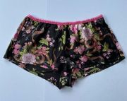 Victoria’s Secret Womens Small Black and Pink Floral Silky Sleep Lounge Shorts