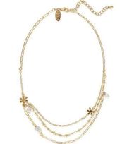 Style & Co Flower Crystal & Imitation Pearl Necklace in Gold MSRP $30 NWT