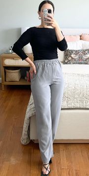 Light Grey Silk Straight Leg Pants