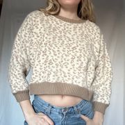 Tractr Cheetah Print Cropped Sweater