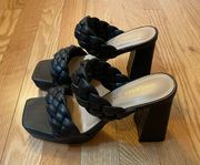 Sincerely Jules Braided Block Heel Sandals, Black, Size 6.5, NWOT