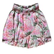 women’s multicolor floral bright swing midi skirt L Barbie core