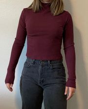 Burgundy  Turtleneck Crop Top