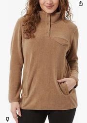 32 Degrees Heat Tan Brown Midweight Snap Arctic Fleece Pullover Large Comfy