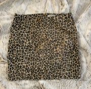 Denim Leopard Print Mini Skirt.