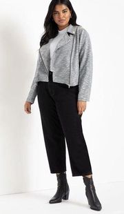 Eloquii Soft Knit Moto Jacket Long Sleeve Black/White Women's Size 26/28 NEW