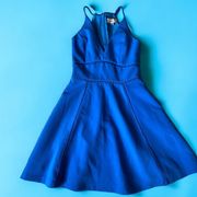 NWOT  fit and flare mini v neck dress royal blue