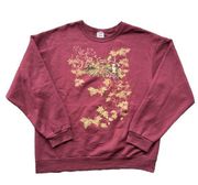 Vintage Jerzees Burgundy Red Wine Country Vineyard Art Pullover Sweatshirt sz L