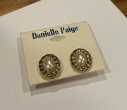 NWT Danielle Paige Gold Tone / Faux Pearl Clip On Earrings