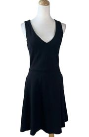 Women's Ann Taylor LOFT Open-Back Sleeveless V-neck A-Line Dress BLACK Sz 0