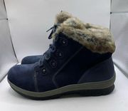 EARTH ORIGINS SHERPA SCARLETT  BLUE SUEDE LACE UP ANKLE & BOOTIES BOOTS size 10