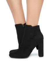 Bamboo Faux Suede Heeled Ankle Booties