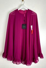 MAC DUGGAL Ruffle Long Sleeve Capelet Cocktail Minidress in Fuchsia Size US 0