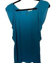 Violet + Claire turquoise ruffle sleeve loose fitting blouse sz L