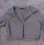 Houndstooth Button Top