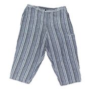 Fashion Bug Linen Blend Blue Striped Lose Capri Pants | Size 18/20W