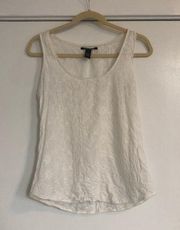 Lucky Brand white tank top embroidered lace racer floral sleeveless Y2K vintage