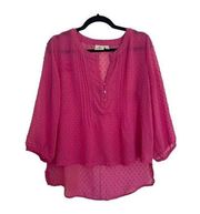 St. John’s bay pink Swiss dot blouse size large