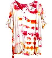 Woman Within Plus Size 3X Top 30W 32W Legendary Thrills Handmade Tie Dye 677