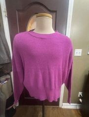 Sincerely Jules Sweater Women Med Purple Long Sleeve Knit Cropped Pullover Nwt