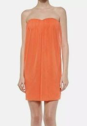 Alice Olivia Jazz Coral Center Drape Chiffon Strapless Mini Dress 