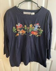 Victoria Jones Woman Fall embroidered long sleeve tee size 2XL