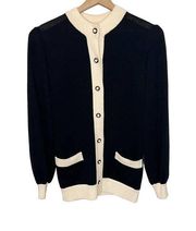 ST. JOHN SPORTWEAR P Women's Button Front Santana Knit Long Blazer Jacket Black