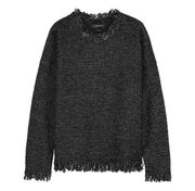 Isabel Marant Women's Douglas Fringe Black and Grey Knit Jumper Sweater Size 36