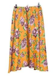 Vintage‎ 1970's Floral Peasant/Prairie Skirt Orange / Pink - Handmade