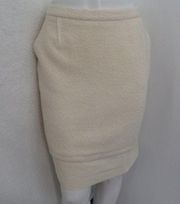 "BCBGMAXAZRIA" IVORY TWEED STRAIGHT JADEN PENCIL WOOL SKIRT SIZE: 12 NWT