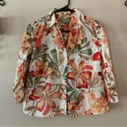 Caribbean Joe Floral Hawaiian Top Size Petite Small