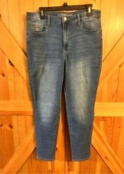 US POLO ASSN WOMENS' HIGH-RISE  skinny JEANS - Med wash BLUE size 17 32x26